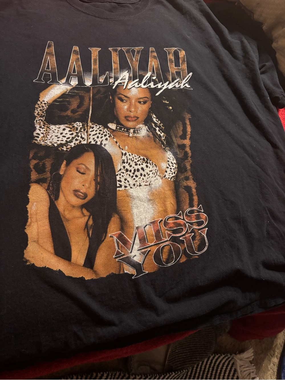 Aaliyah ‘Miss You' Black Graphic Tee - Men’s  size 2X